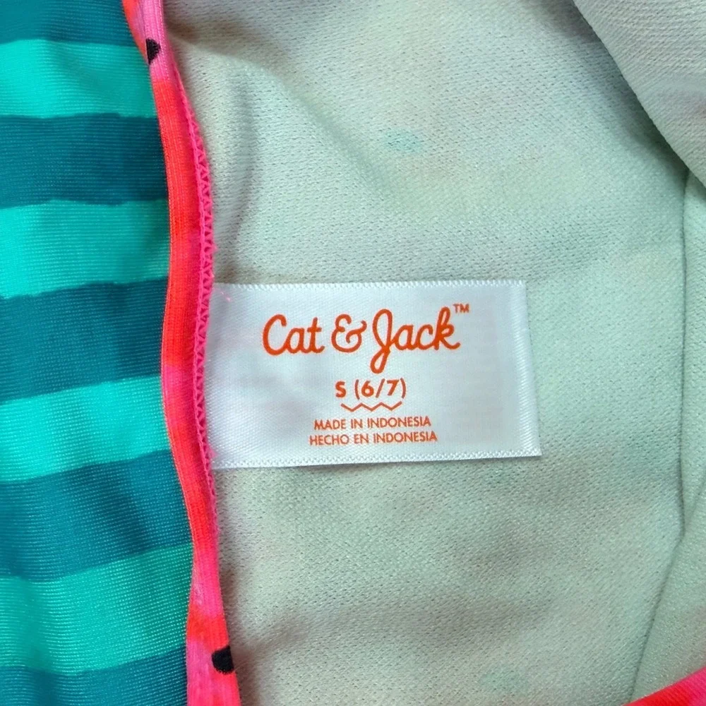 Cat & Jack Watermelon Ruffle 1pc Swim Bathing Suit Girl Small 6/7 NEW NWOT